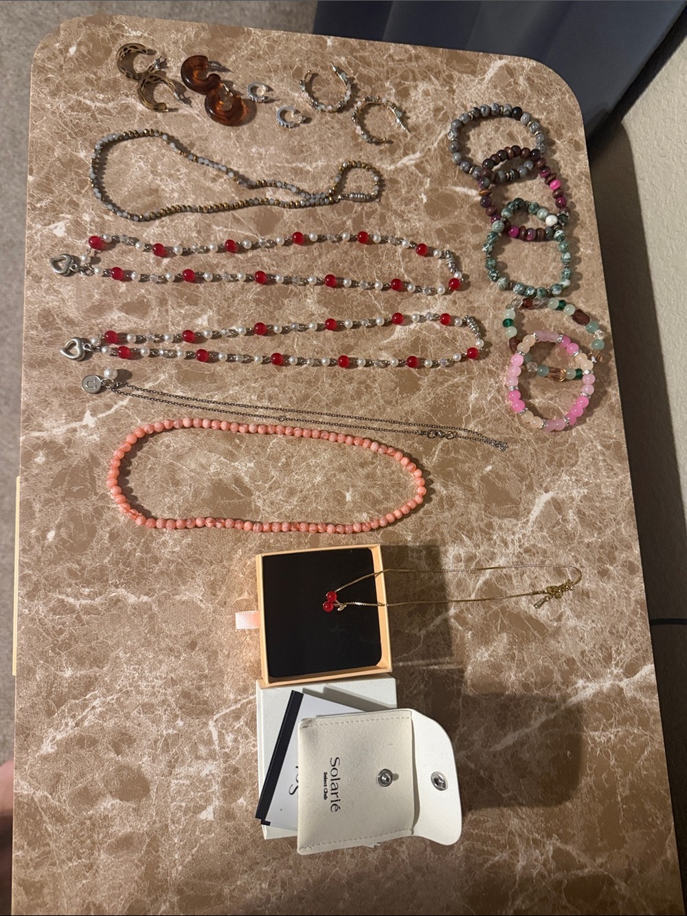Assorted Women's Jewelry Set - Pink, Red, Coral Beads